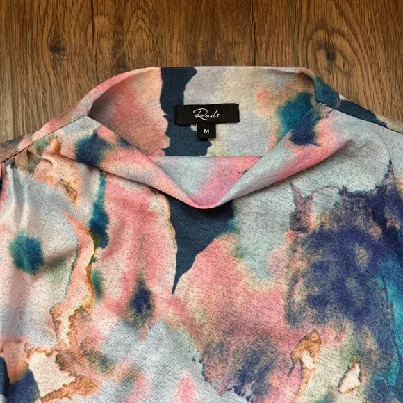 Rails Joelle Top Mock Neck Ruched Mesh Long Sleeve Top Medium Revolve - Picture 3 of 8